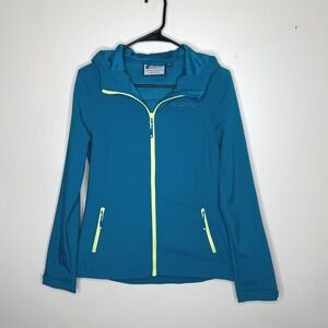 Mountain Warehouse Exodus Softshell Jacket Teal w/ Lime Green Contrast size 4 US